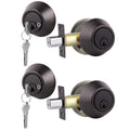 2 Keyed Alike Double Cylinder Deadbolts Door Locks with Same Key Oil Rubbed Bronze Finished
