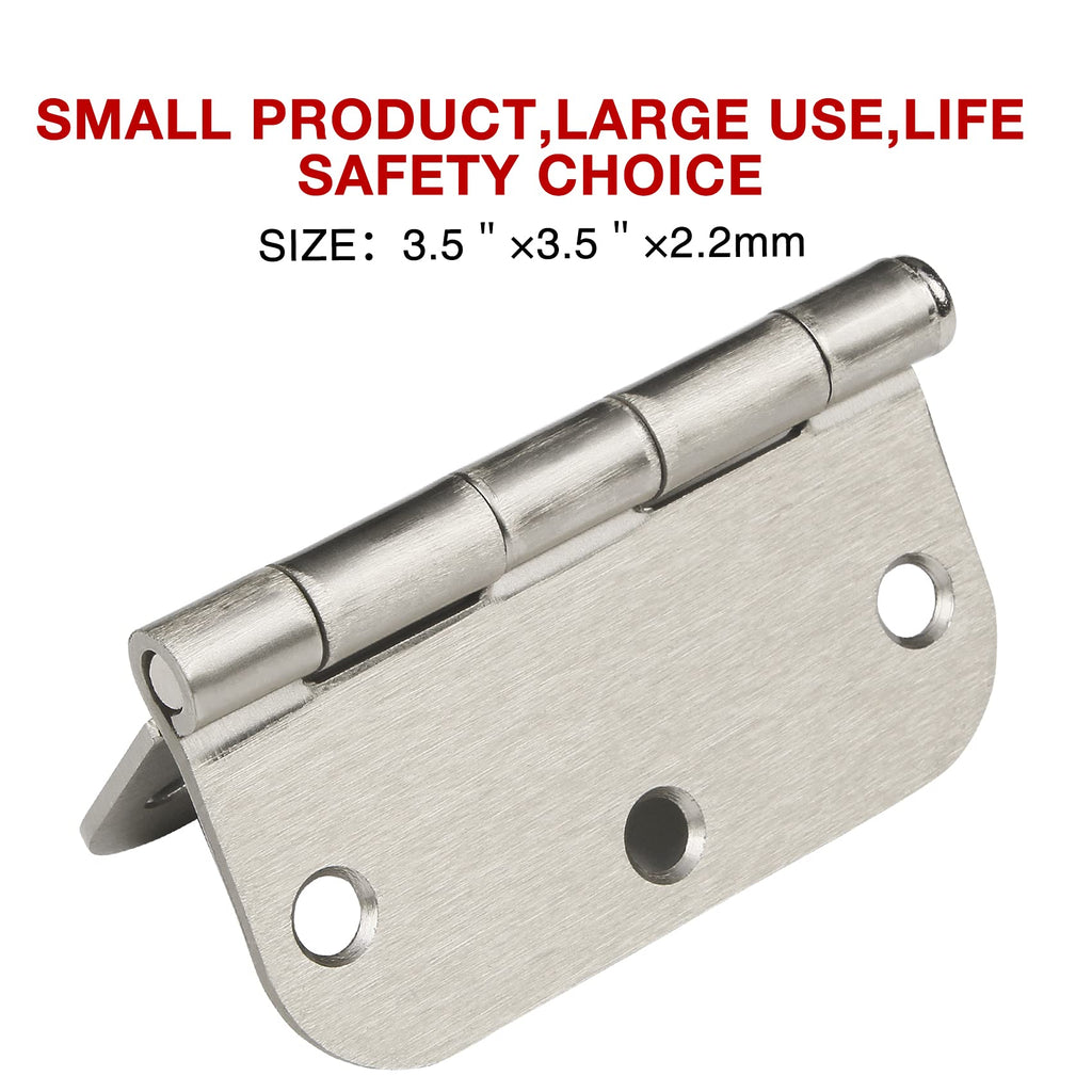 3.5 Inch Door Hinges Brushed Nickel 3 1/2" 5/8" Radius 24 Pack