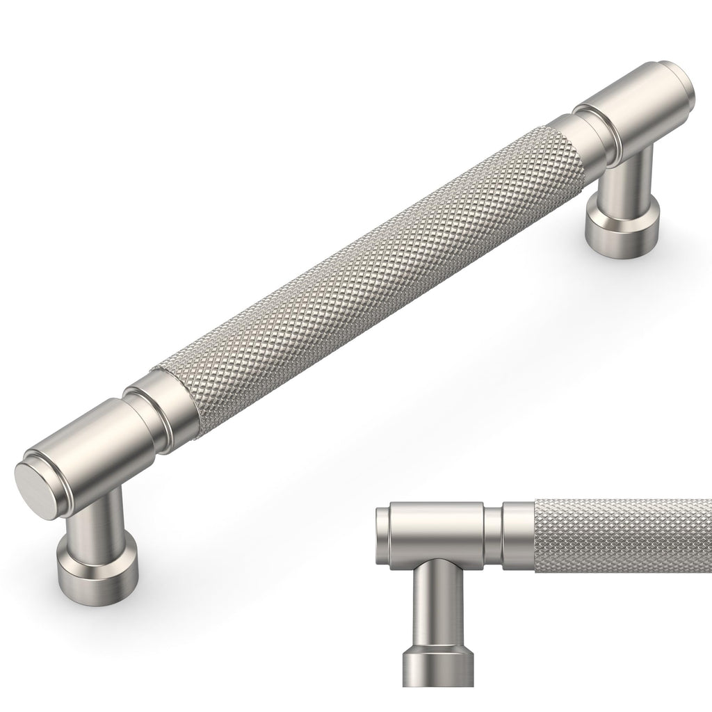 20 Pack Brushed Satin Nickel knurled Cabinet Pulls 6.3"