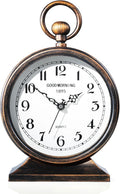 7-Inch Vintage Mantel Clock with Handle,Antique Metal Desk Clocks Battery Operated,Retro Table Clock for