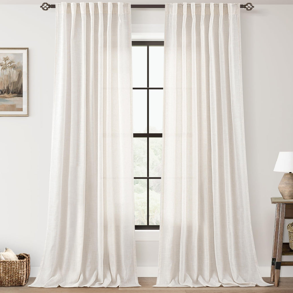 Semi Sheer Natural Curtains Modern Farmhouse Dining Room Bedroom 52X110