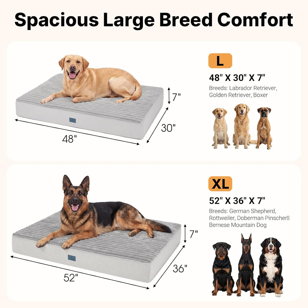 Orthopedic Memory Foam Dog Bed for Senior Dogs, 7" Thick XL Dog Bed