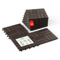 Interlocking Deck Tiles 9.6 SQFT - 10PCS Waterproof Acacia Wood Patio Tiles, Flooring Tiles for Indoor and Outdoor