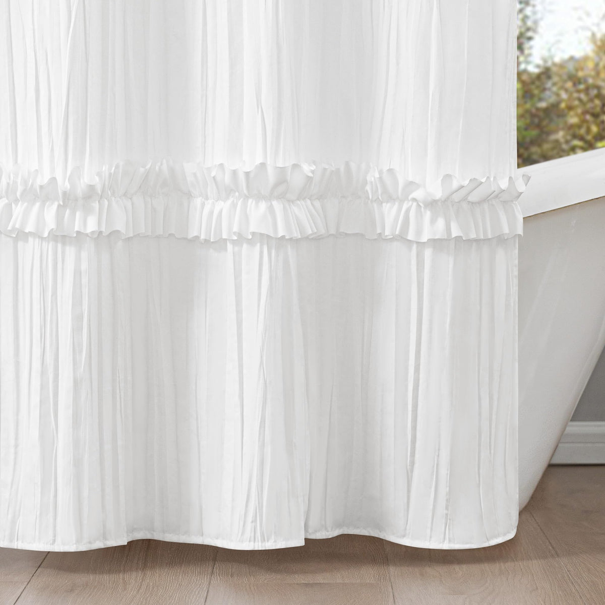 No Hook Ruffle with Fabric Liner Set, 71" W x 74" L