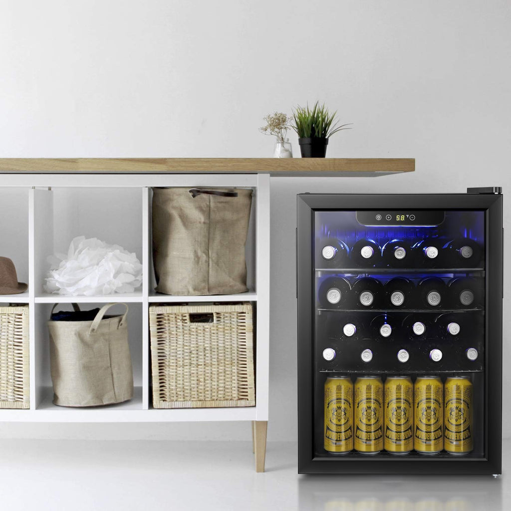 16 Bottle Wine Cooler/Cabinet Beverage Refrigerator Small Mini Wine Cellar Beer Soda Clear Glass Door Bar Fridge Quiet