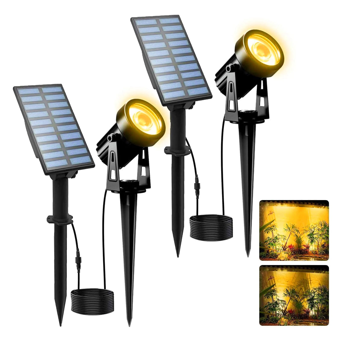 Solar Landscape Spotlights 2-Pack Warm White 3000K Outdoor Garden