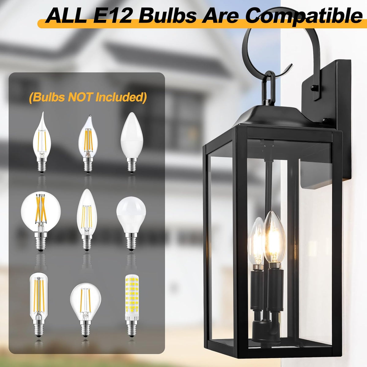 19" Large Outdoor Wall Lights - Black Outside Wall Mounted Light Fixture - Set of 2