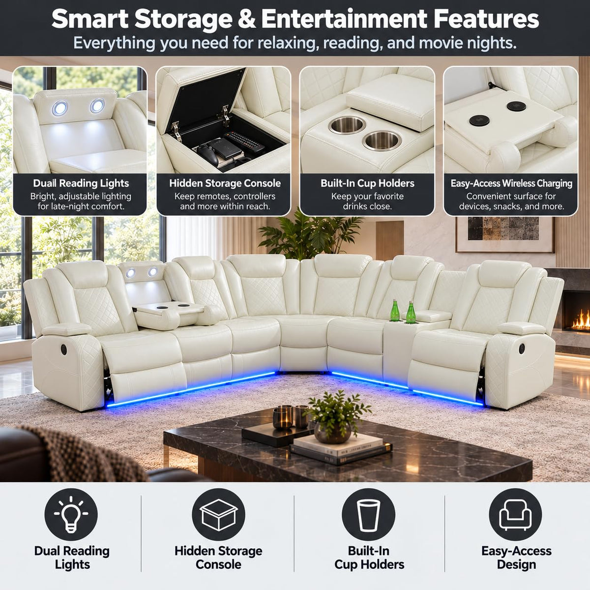 8-Seater Power Reclining Sofa Set