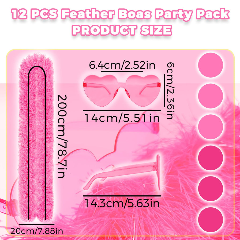 Feather Boas Party Pack (2m/6.6ft) pink feather boa Heart Sunglasses