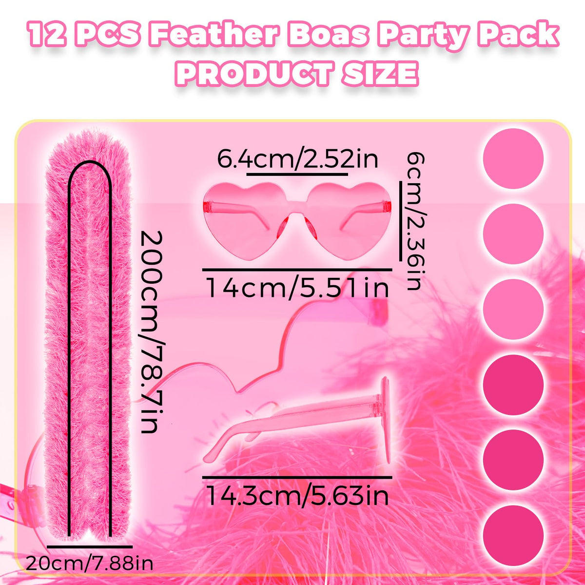 Feather Boas Party Pack (2m/6.6ft) pink feather boa Heart Sunglasses