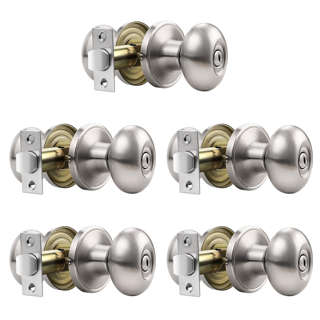 5 Pack Egg Shaped Door Knobs Brushed Nickel Privacy Door Knobs and Handles Interior Door Knobs and Handles Bedroom