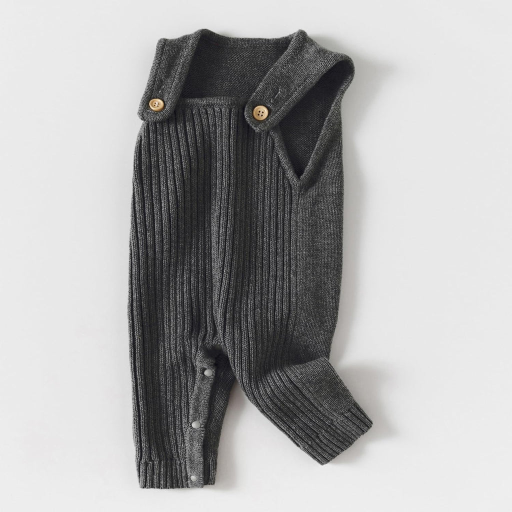 Baby Knitted Jumpsuit, Ribbed Sleeveless Romper for Infants and Toddlers, Gray