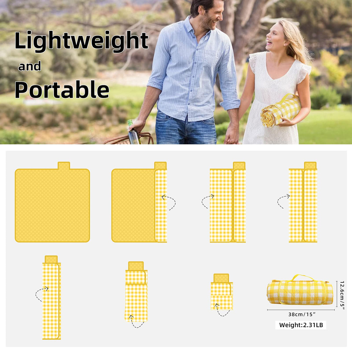 Extra Large Picnic Blankets, 80''x80'' Washable Waterproof Foldable Oversized Compact Picnic Mat for Spring Summer