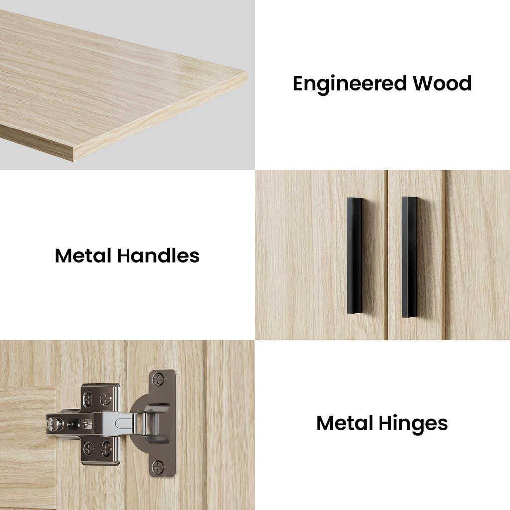 70.6 Inch Armoire Wardrobe Closet with Drawers (Light Oak)