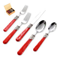 20 pieces Stainless Steel Flatware Sets With White Hanld,Dishware Safe (20, Red)