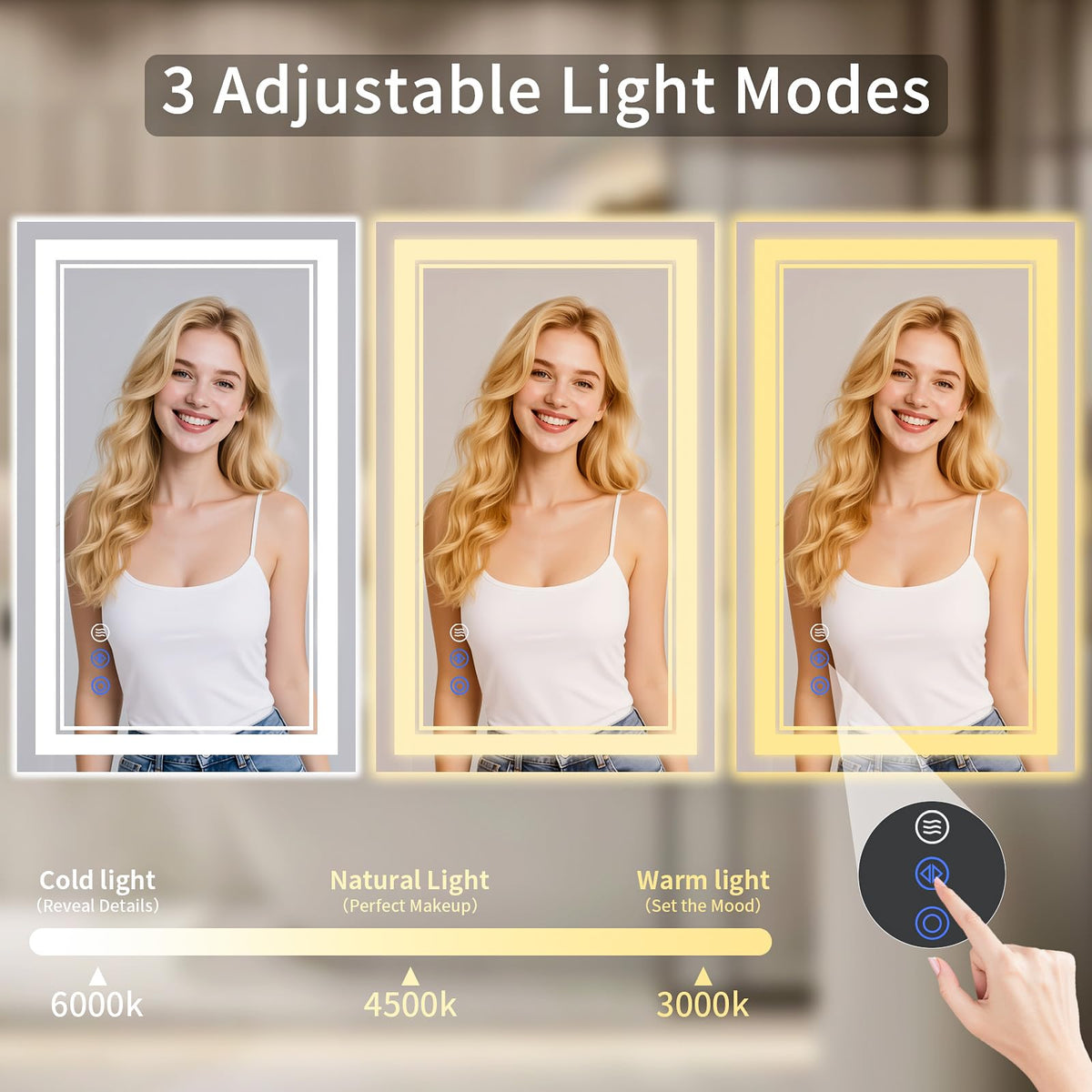 24"x32" LED Bathroom Mirror with Lights, Anti-Fog, Backlit + Front Lit, Dimmable, Led Vanity Mirror for Wall, Lighted