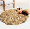 Jute Area Rug 4FT Round Natural Handwoven Rustic Boho Farmhouse Rug 10