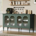 58" Sideboard Buffet Cabinet with Storage, Sideboard Cabinet, Green | Mid Century Storage Cabinet with Shelves and 4