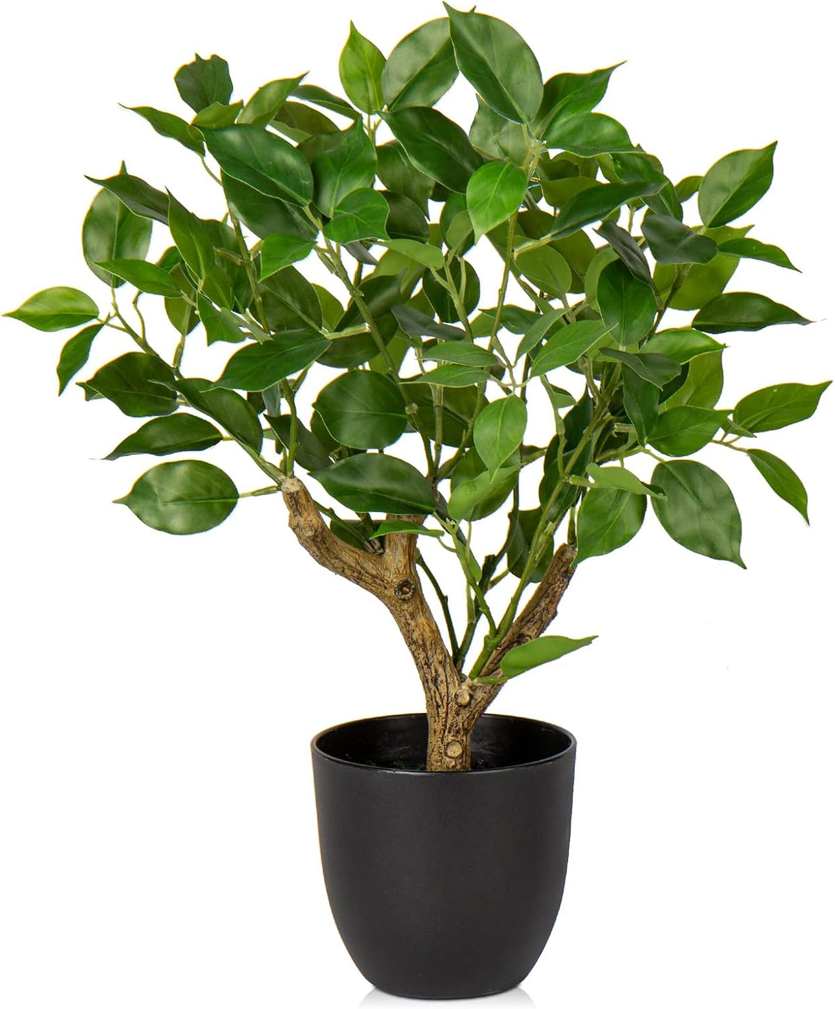 Artificial Tree, 17'' Ficus Bonsai, Premium Faux Planted Potted Decor Table Office Desk Bathroom Bedroom Living Room