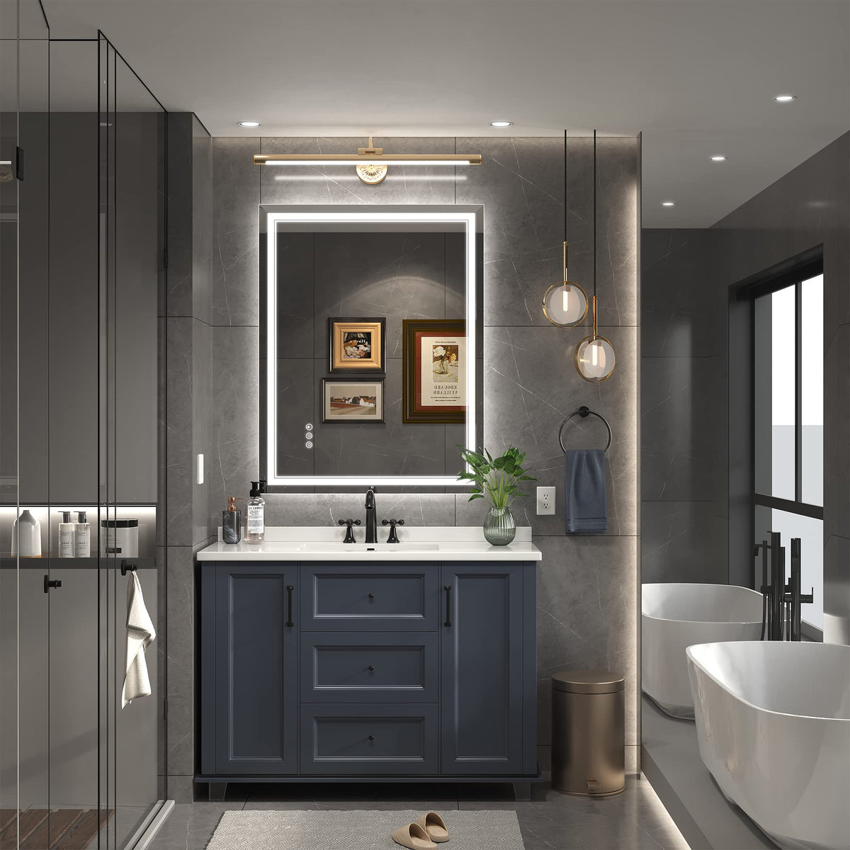 28x36 LED Bathroom Mirror with Lights, Backlit+Front Lit, Anti-Fog