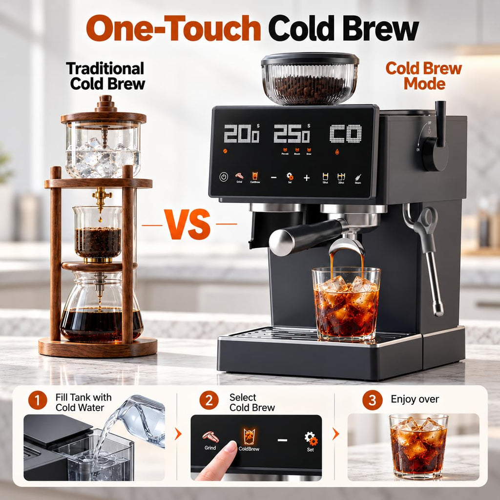 Espresso Machine with Grinder, 1500W, 40 Grind Settings