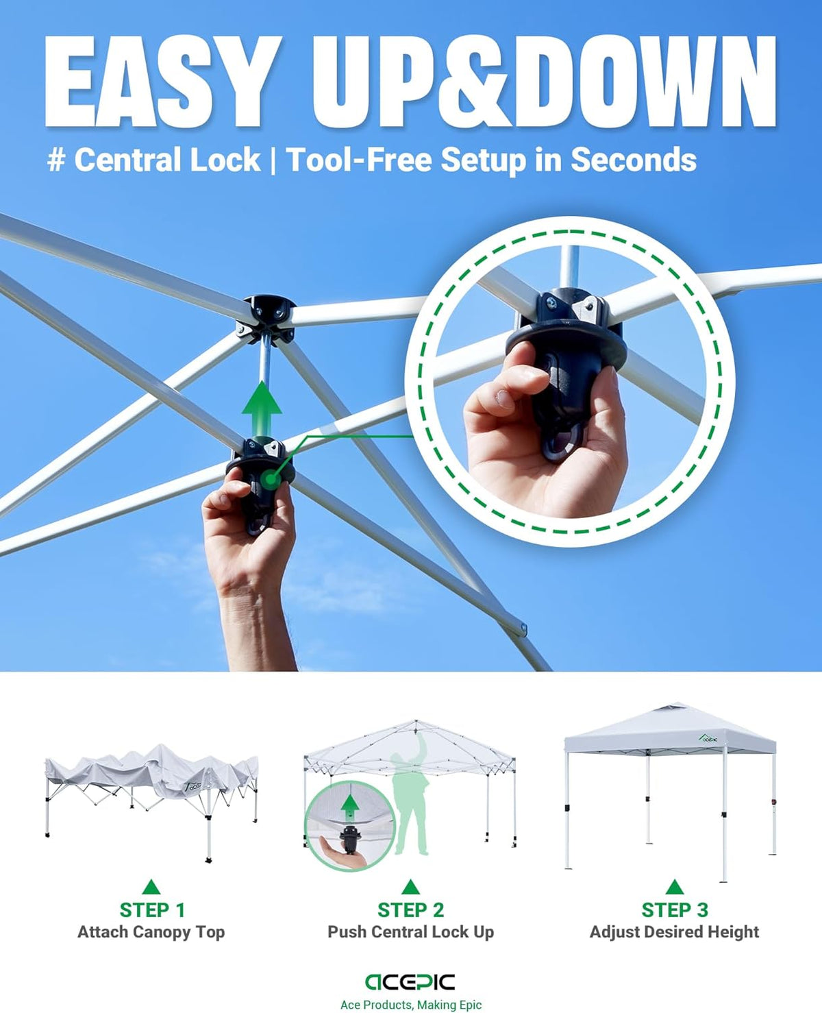 10x10 Pop Up Canopy Tent, One Push Instant Outdoor Gazebo with Vented Top