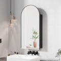 Arched Medicine Cabinet with Mirror, Arched Mirror Cabinet | Black Metal Edge,Medicine Cabinet Surface Mount