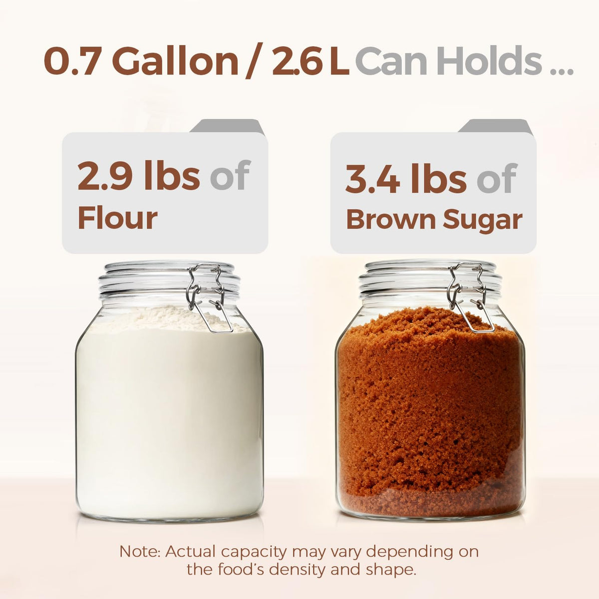 Glass Pantry Jars with Airtight Lids 0.7 Gallon 2 Pack Wide Mouth