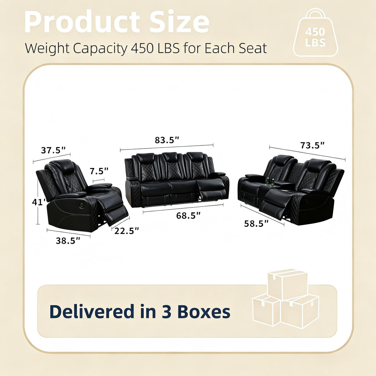 3-Piece Power Recliner Sofa Set