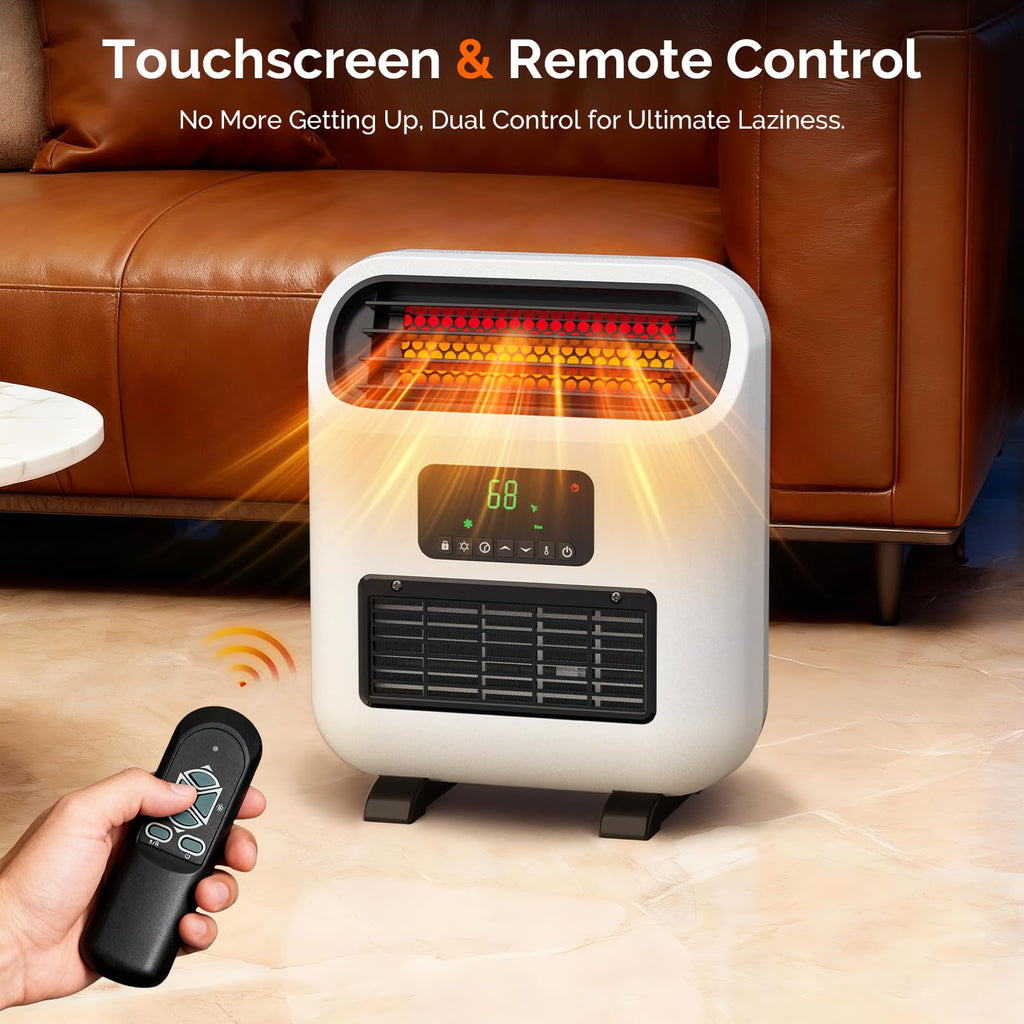 Wall-Mounted Heater with Remote Control, Floor or Wall Heater , 1500W Fast Heating & Adjustable Thermostat, Overheat