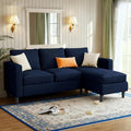 3-Seat Convertible L-Shaped Sectional Sofa with Reversible Ottoman