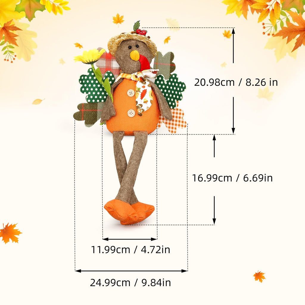 2 Pack Stuffed Animal Turkey Doll Thanksgiving Table Decoration