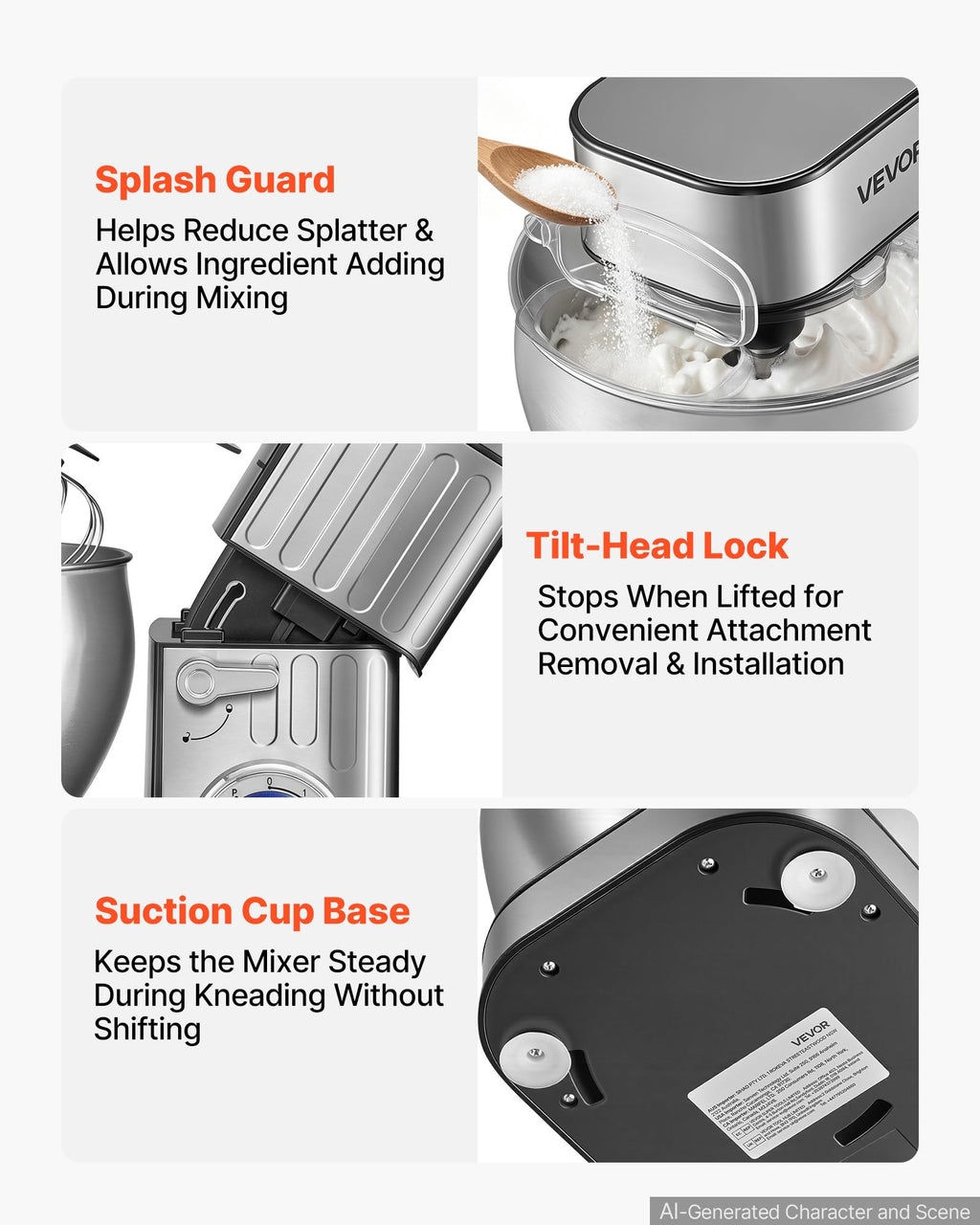 7.4 Qt Tilt Head Stand Mixer 500W Electric Dough Mixer