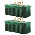 2 Packs Green Spandex Table Clothes for 4 Foot Rectangle Table, Spandex Table Covers 4FT Stretch Table Skirts Wrinkle