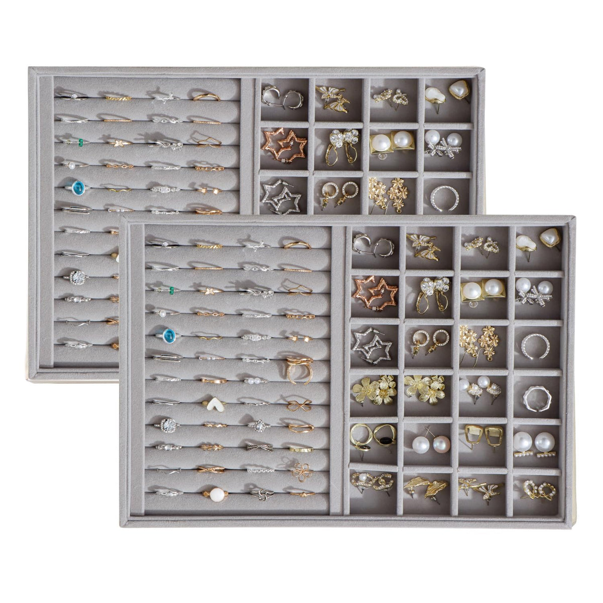Large Velvet Jewelry Tray Display Drawer Inserts 2 Pack