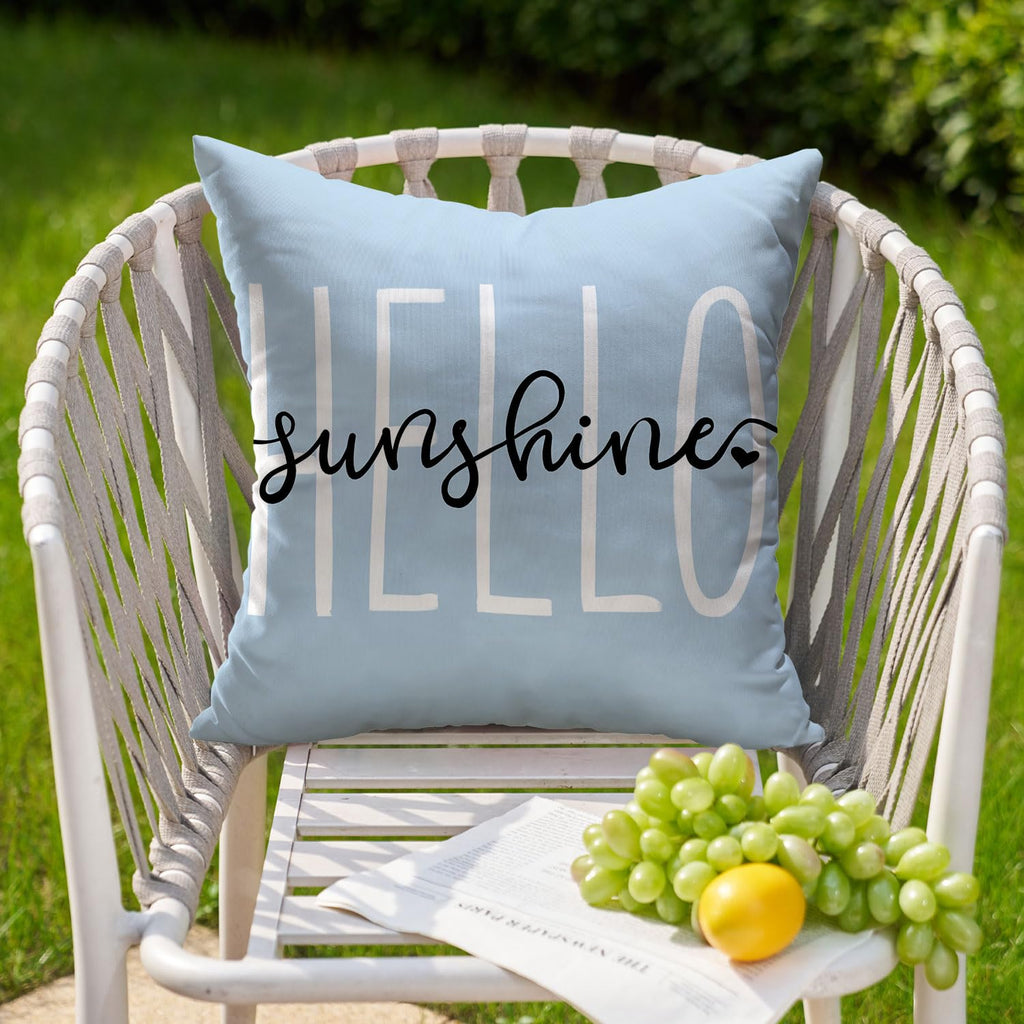 Sky Blue Outdoor Waterproof Pillow Covers 16x16 Set of 2