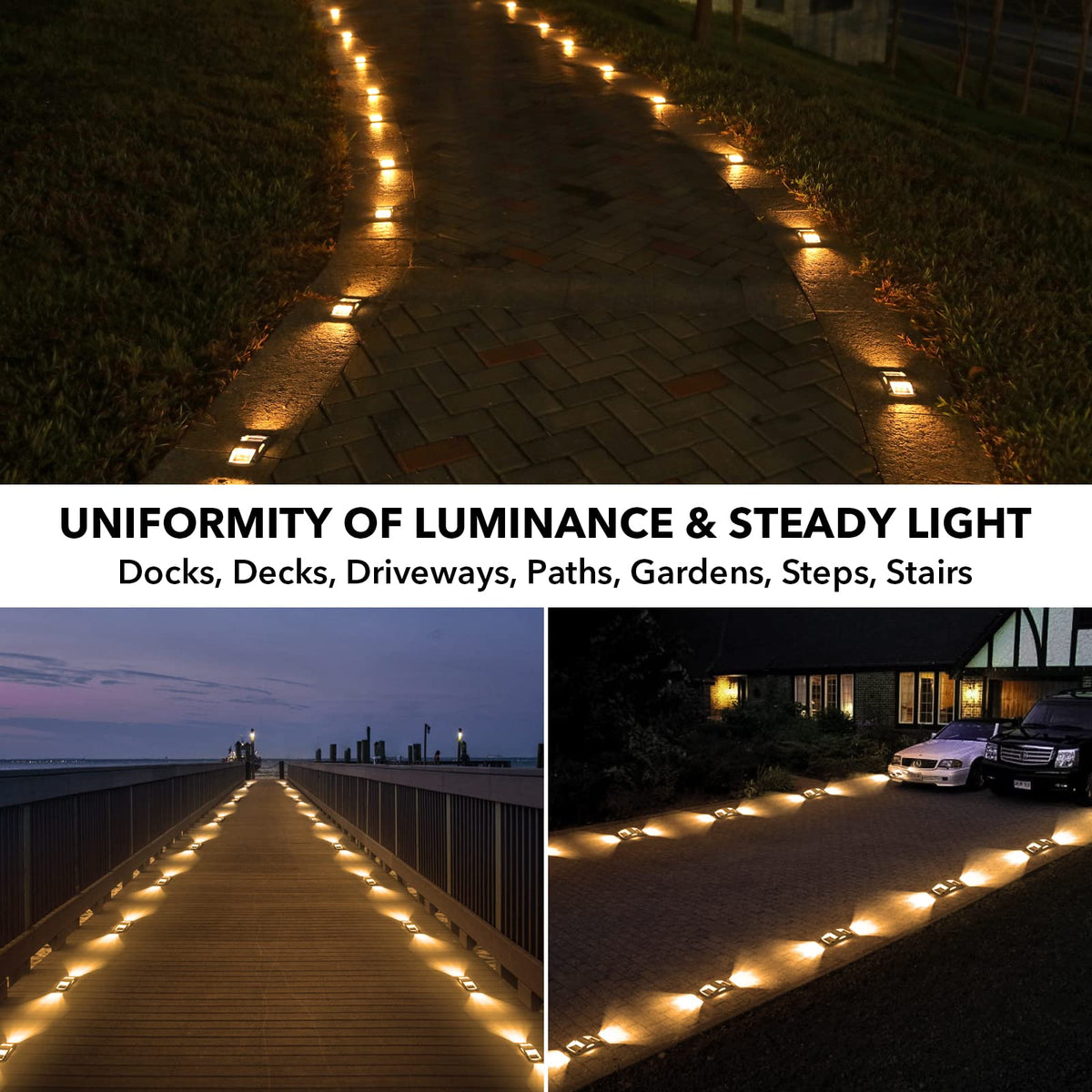 Solar Driveway Lights 12 Pack, Outdoor Deck Dock Marine Waterproof