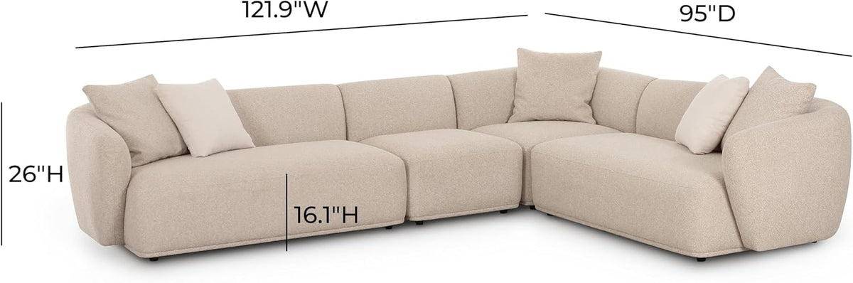 Sylvie Cream Boucle 4-Piece Sectional