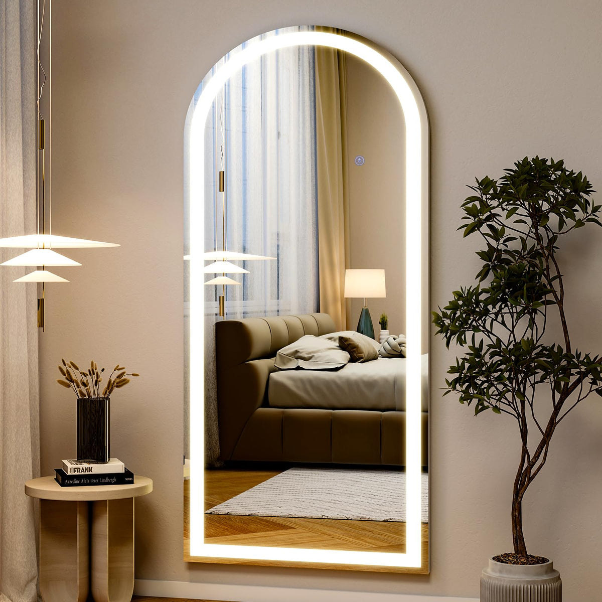 26"X68" LED Arched Full Length Mirror, Floor Mirror with Lights