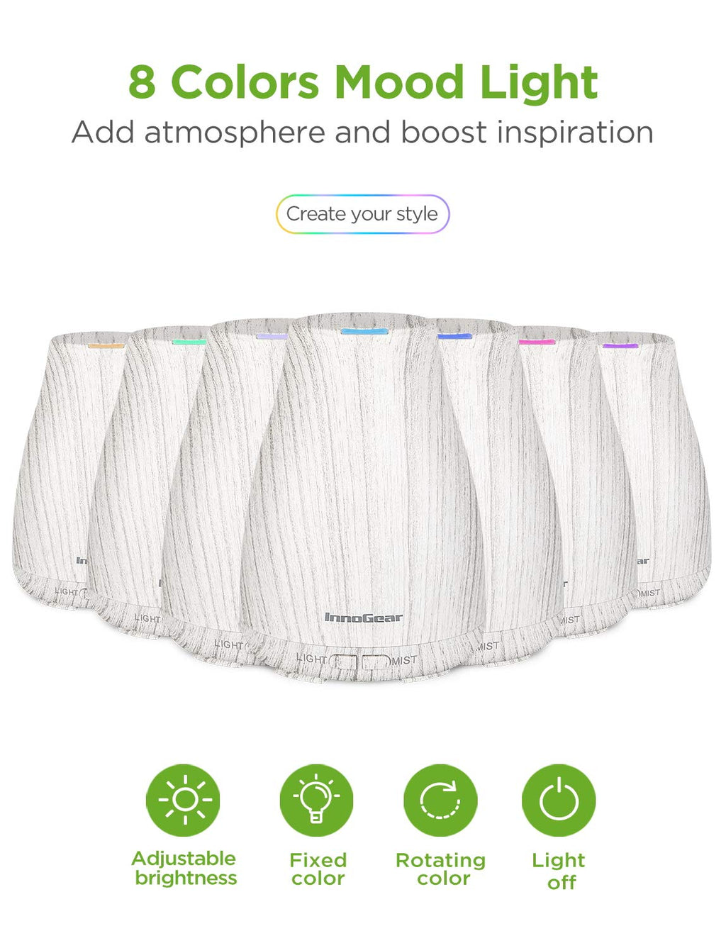 100ml Essential Oil Diffuser with 6 Oils Gift Set, Grey
