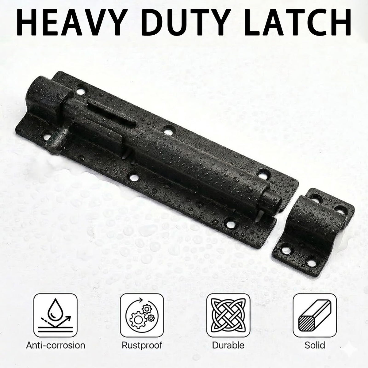16 Inch Heavy Duty Gate Hinges Slide Bolt Latch Kit 2PCS Barn Door Hardware