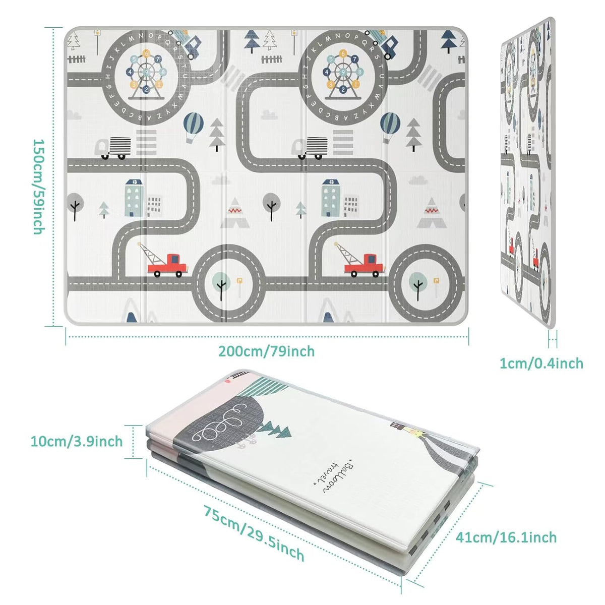 79x59inch Play Mat for Baby - Extra Large, Non-Toxic, Waterproof Playmat for Indoor and Outdoor Use