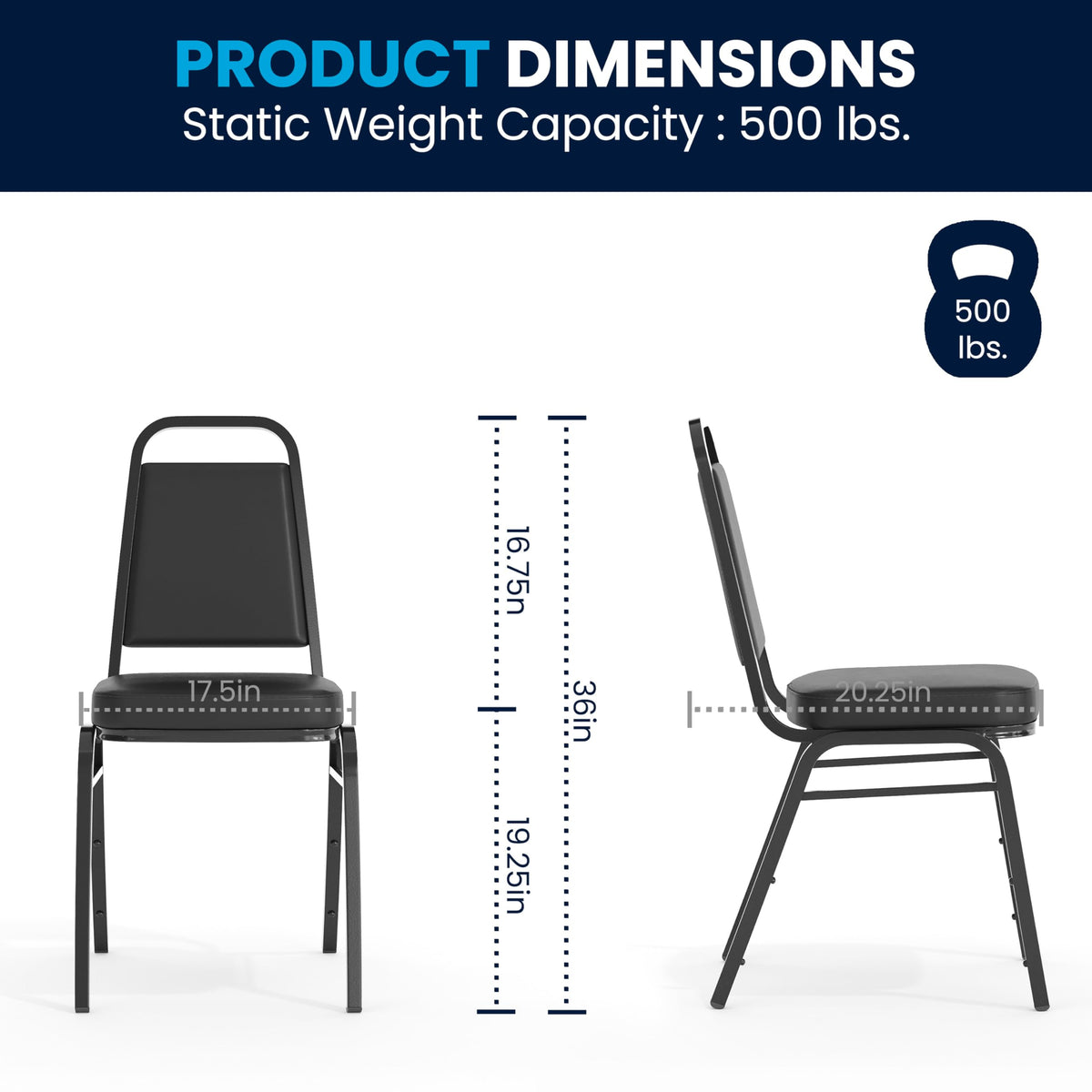 Hercules Trapezoidal Back Stackable Banquet Chair, Black