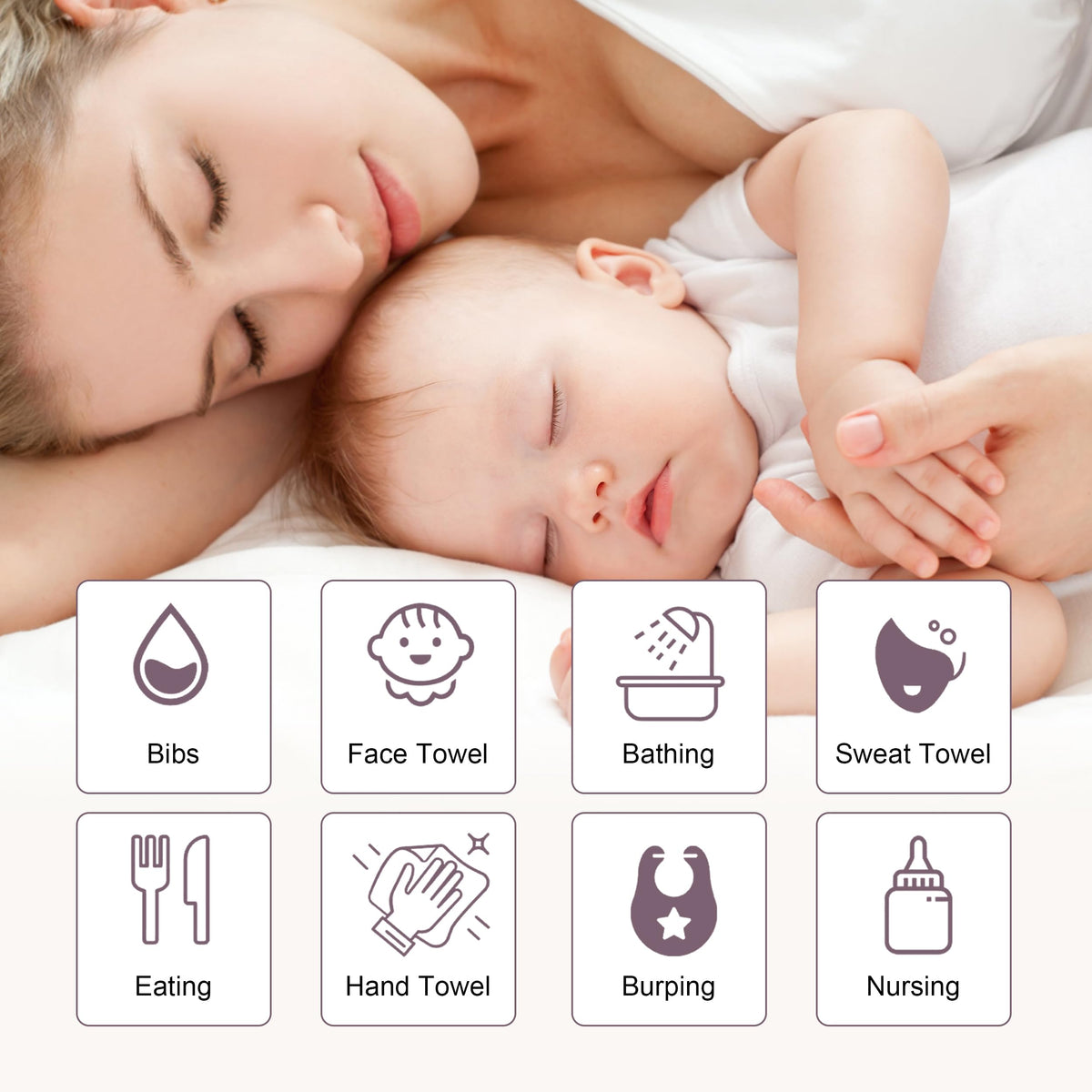 Muslin Burp Cloths Large 100% Cotton Hand Washcloths for Boys & Girls, Baby Essentials Extra Absorbent and Soft