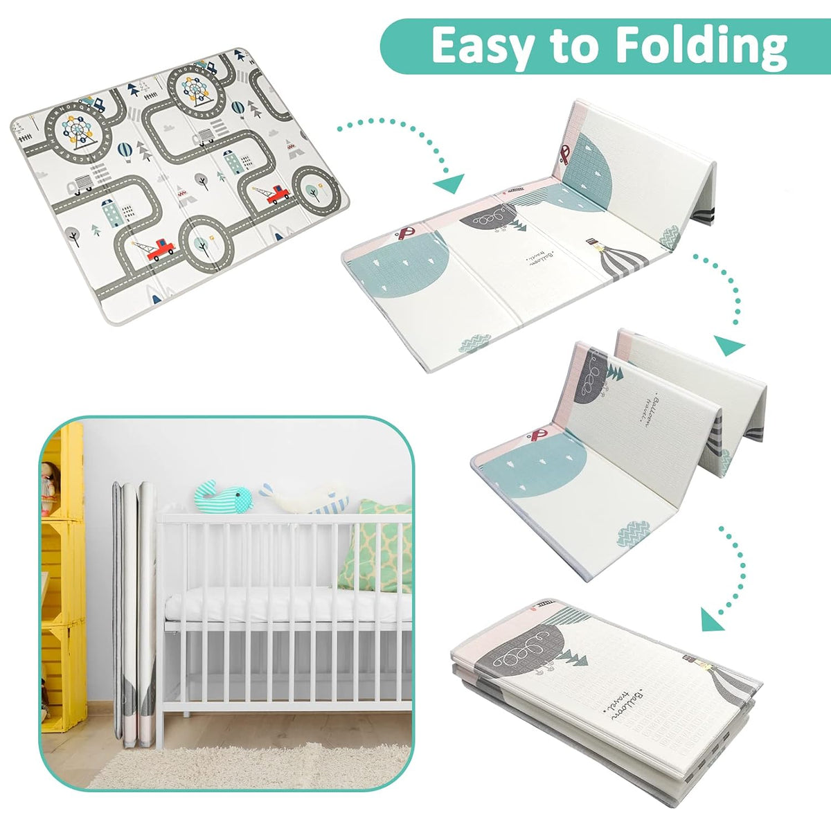 79x59inch Play Mat for Baby - Extra Large, Non-Toxic, Waterproof Playmat for Indoor and Outdoor Use