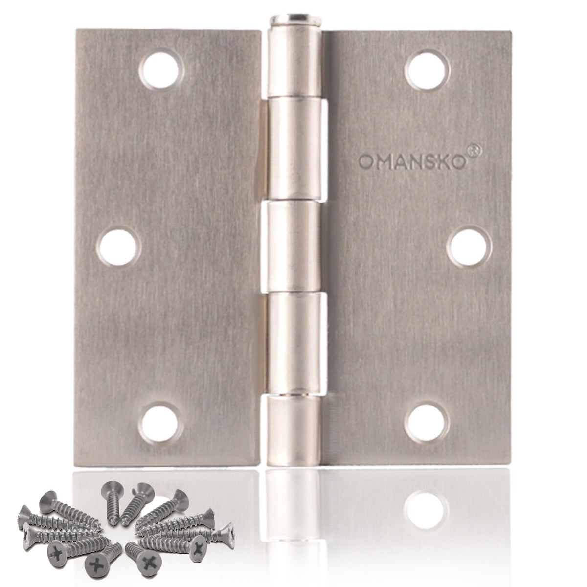 18 Pack Satin Nickel Door Hinges Brushed Nickel 3.5 x 3.5 Inch Door Hinge for Interior Door with Square Corners, 3