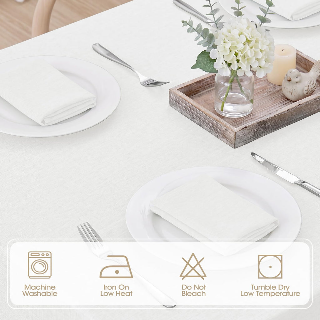 Rectangle 8 Feet Tablecloth 60x120 inch Linen Textured Table Cloth Stain and Wrinkle Resistant Washable Polyester