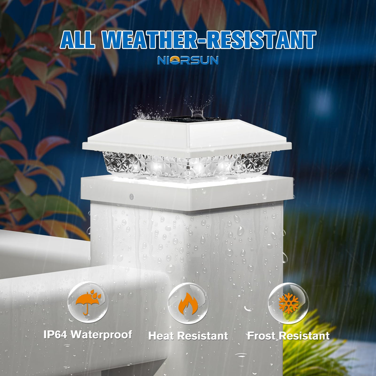 Solar Post Cap Lights,4x4 Post Solar Light Cool White,White 12 Pack