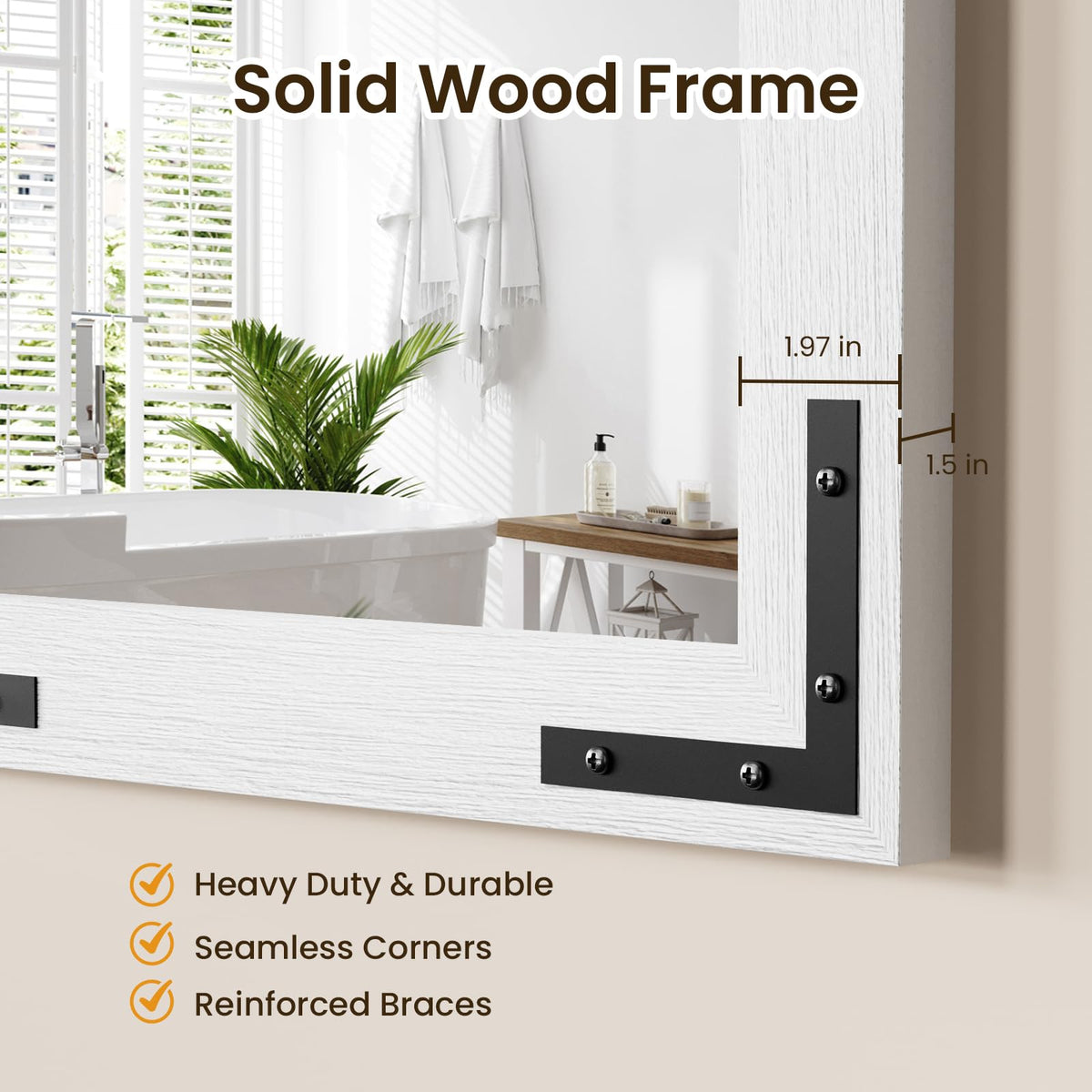Farmhouse Bathroom Mirror, 20"x28" Rustic Wood Framed Wall Mirror