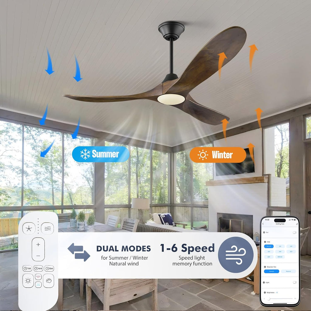 52" Outdoor Smart Ceiling Fan with Light